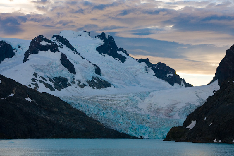 Mountain And Glacier At Sunset